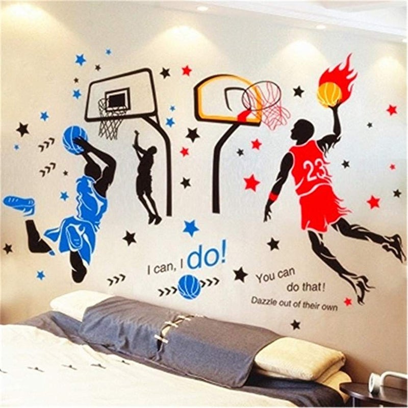 KeLay Fs 3D Basketball Player Wall Decals Decors for Boys Room,Sports Decals Stickers, Basketball Slam Dunk Wall Decors for Boys Bedroom - Image 5